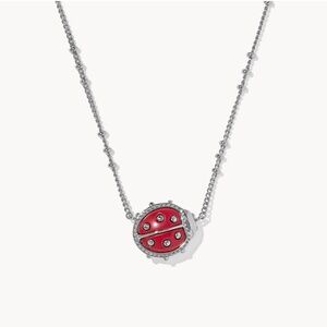Kendra Scott Ladybug Silver Short Pendant Necklace in Red Vermillion Magnesite